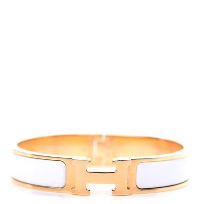 Hermes Enamel Narrow Clic Clac H Bracelet PM White 1 of 5