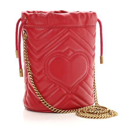 Gucci Calfskin Matelasse Mini GG Marmont 2.0 Bucket Bag Hibiscus Red 3 of 8