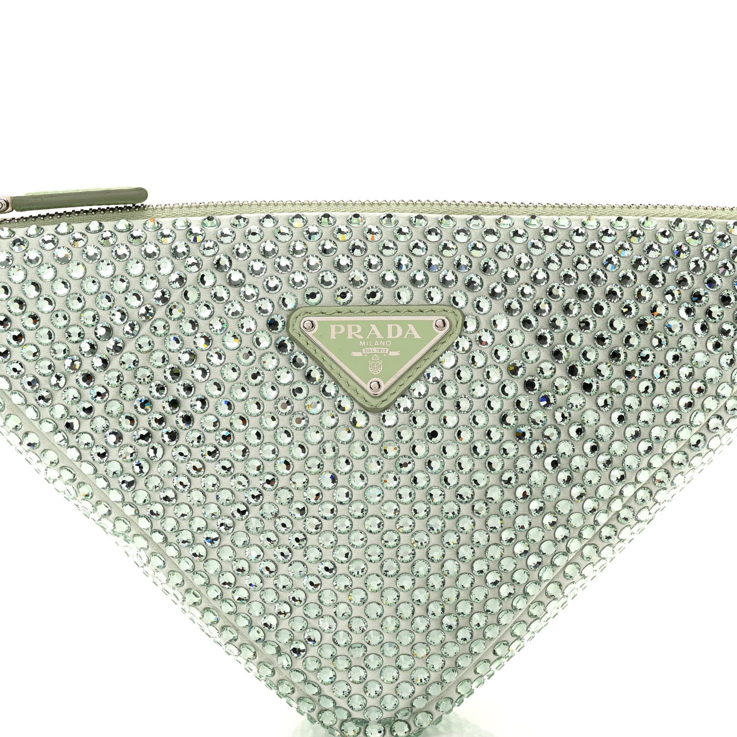 Prada Satin Crystal Triangle Pouch Acqua 8 of 10