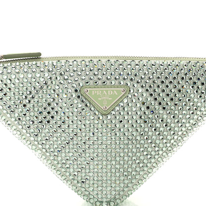 Prada Satin Crystal Triangle Pouch Acqua 8 of 10