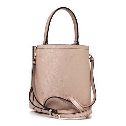 Prada Saffiano Cuir Calfskin Small Panier Bucket Bag Cipria Black 3 of 9