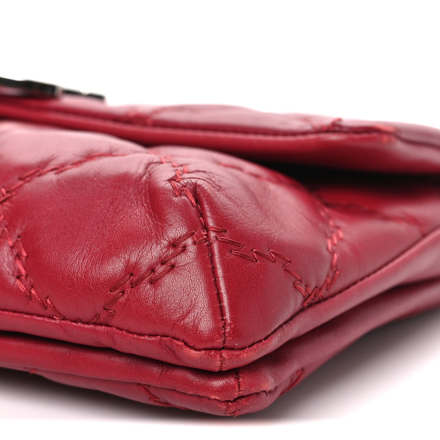 Chanel Calfskin Quilted Double Stitch Hamptons Clutch with Chain Red Red 10 of 12