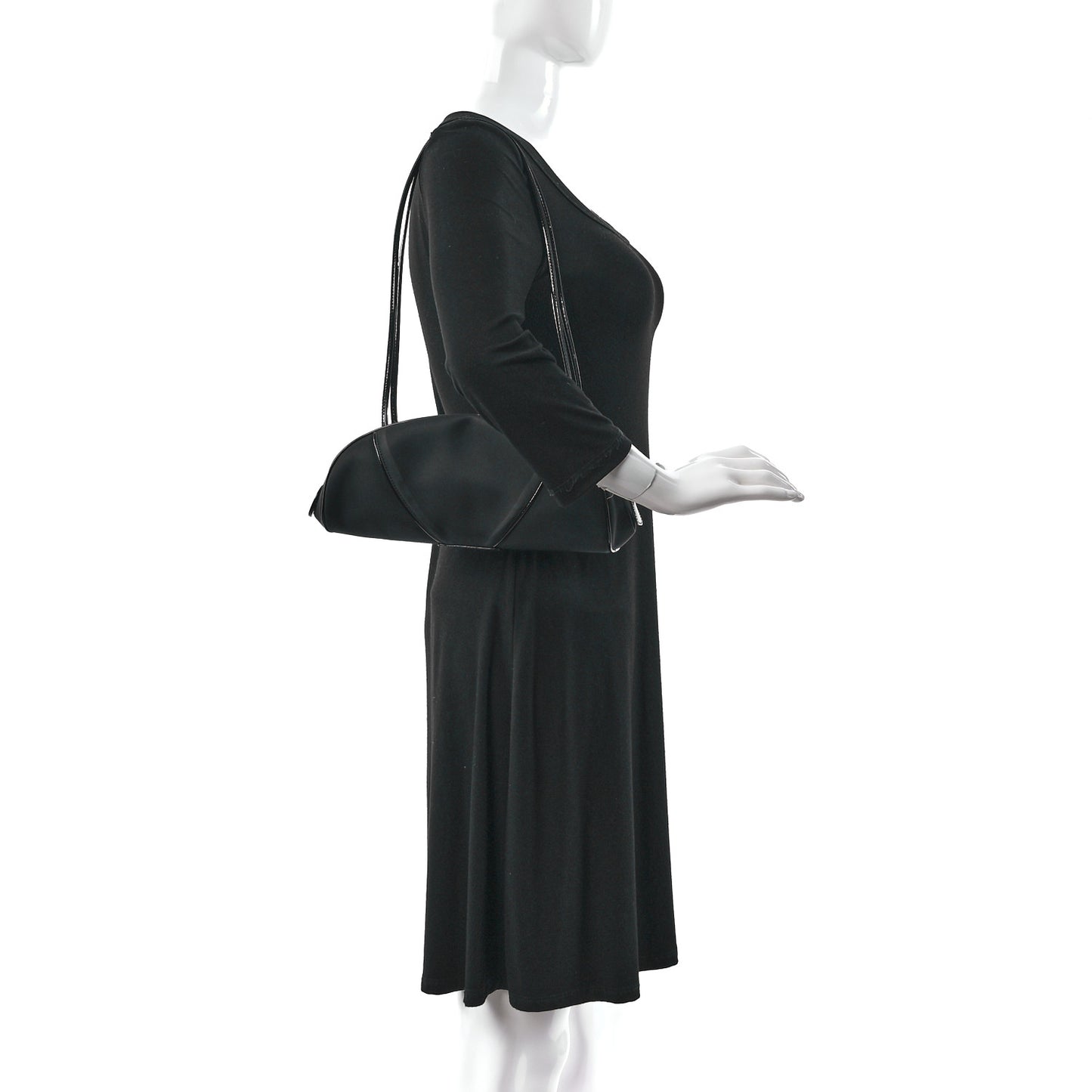 Nylon Patent Baguette Black
