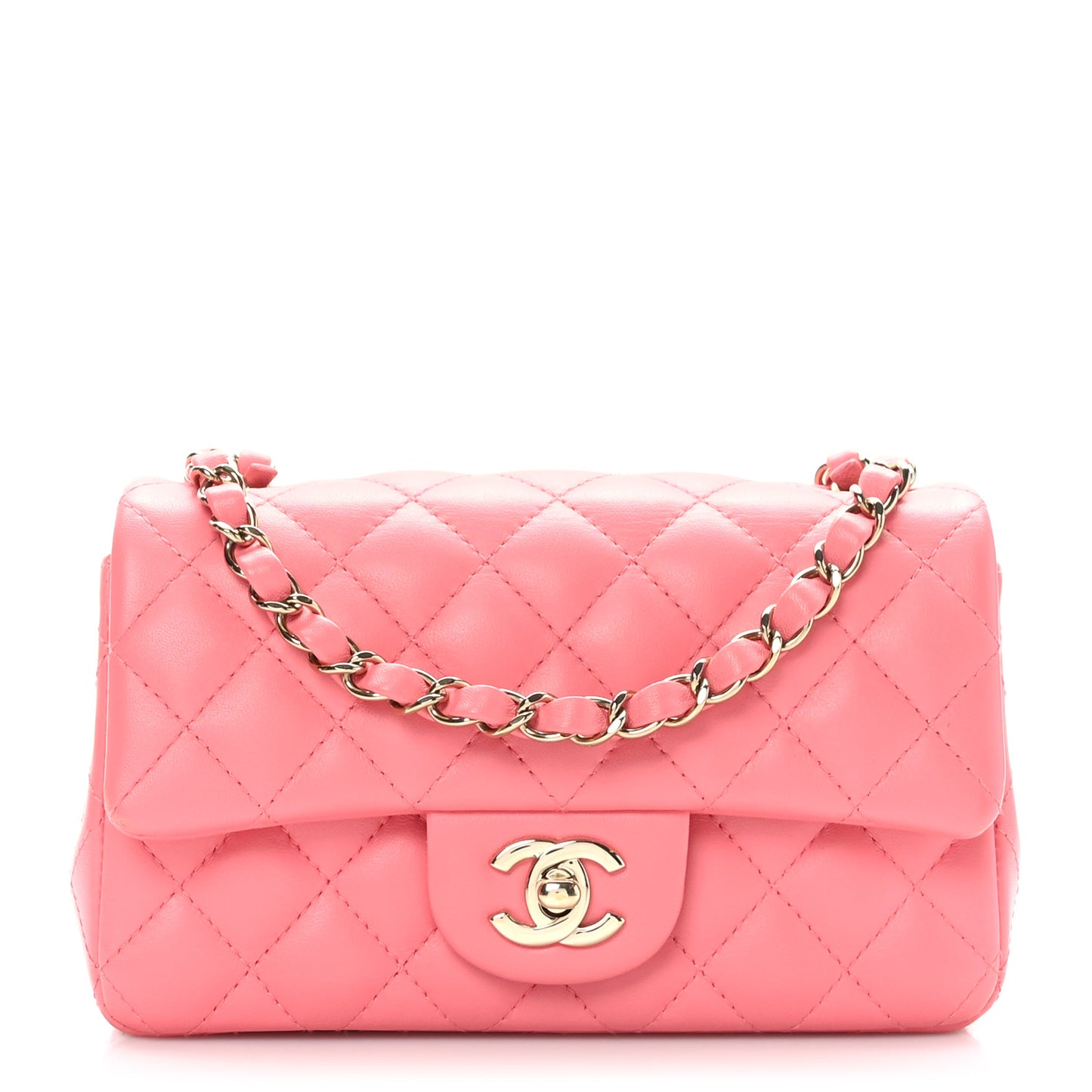 Lambskin Quilted Mini Rectangular Flap Pink