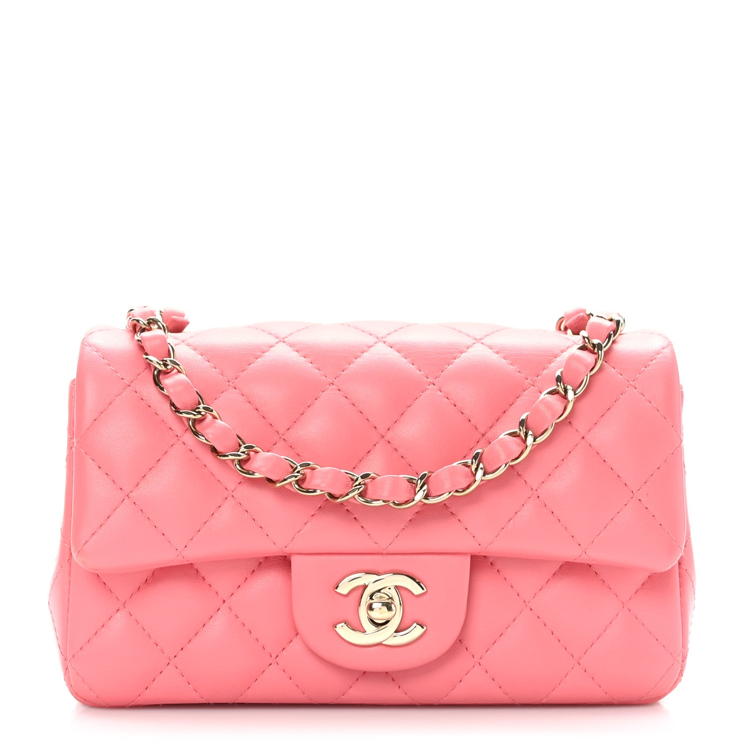 Chanel Lambskin Quilted Mini Rectangular Flap Pink 1 of 10