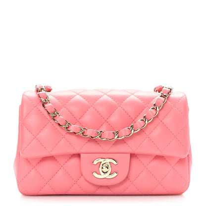Chanel Lambskin Quilted Mini Rectangular Flap Pink 1 of 10