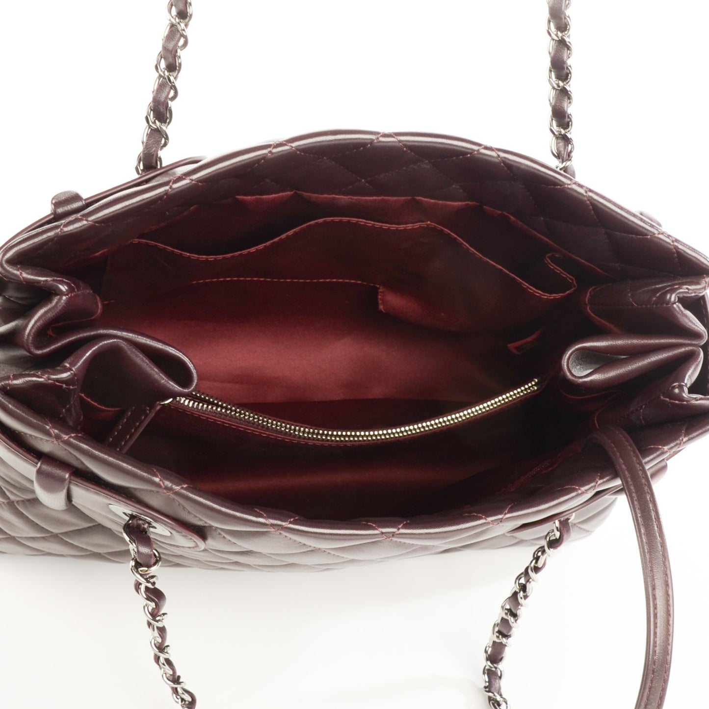 Lambskin Quilted Small Coco Loop Tote Burgundy