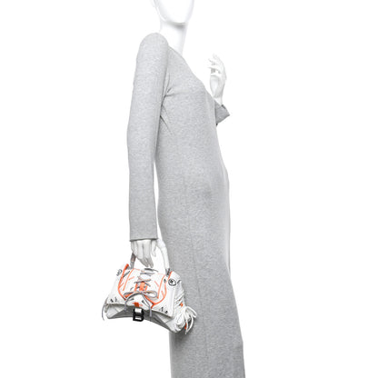 Balenciaga Faux Calfskin Fabric Glow In The Dark Small Sneakerhead Top Handle Bag White Orange 2 of 10