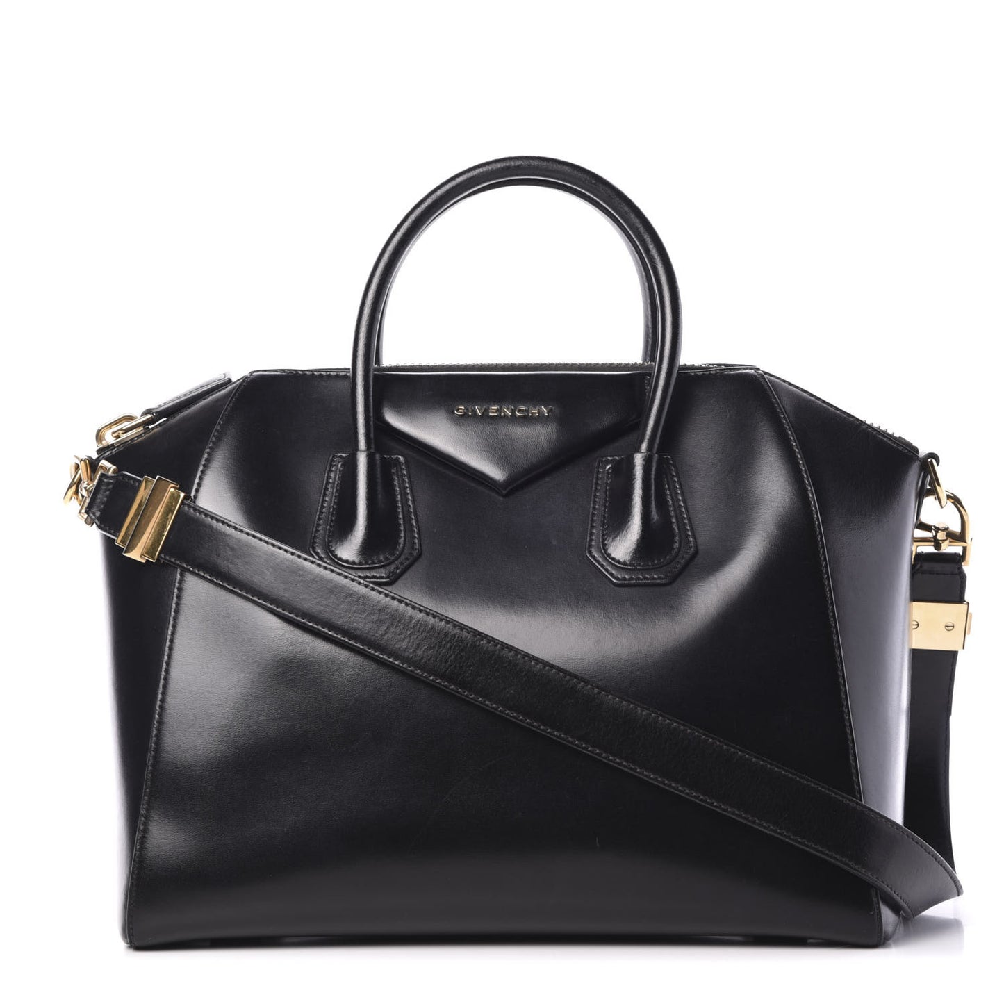 Shiny Lord Calfskin Medium Antigona Black