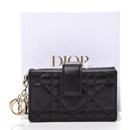 Christian Dior Lambskin Cannage Lady Dior 5-Gusset Card Holder Black 7 of 7