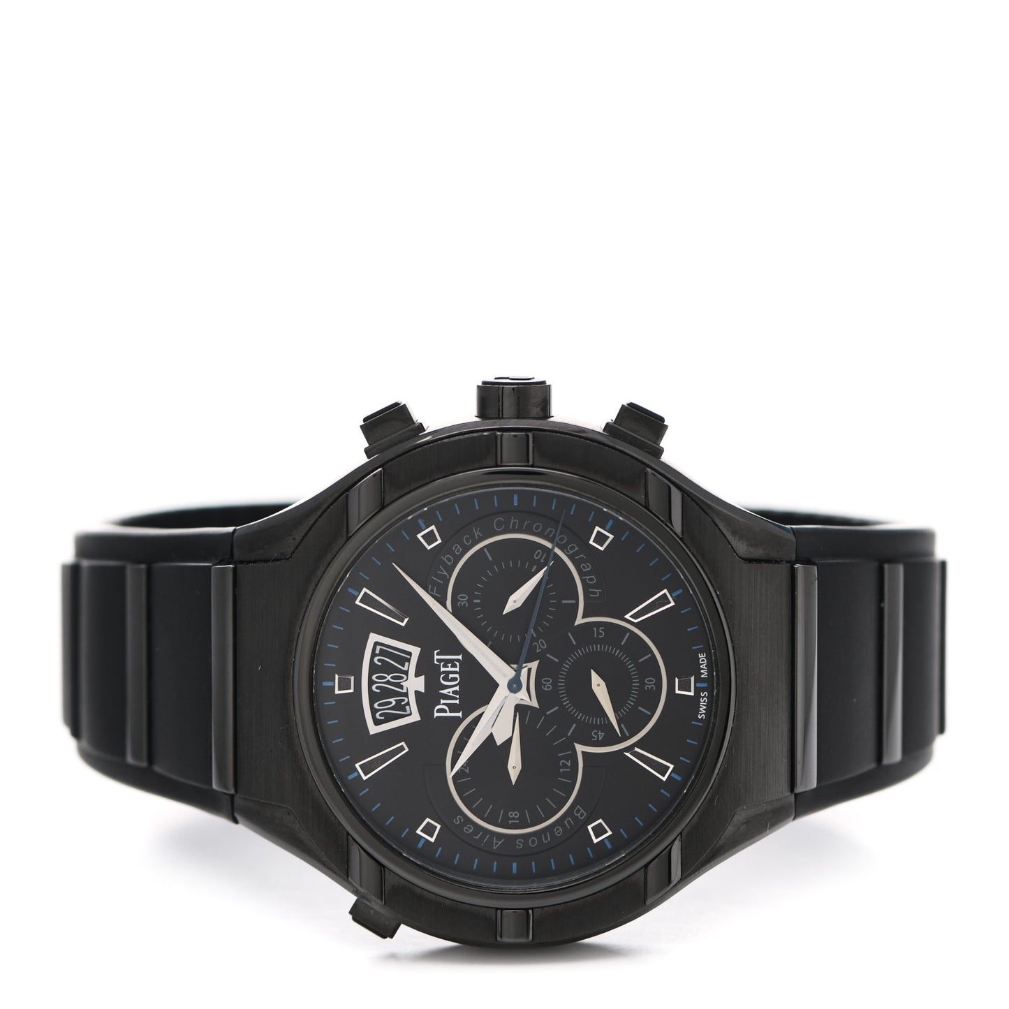 Stainless Steel DLC Titanium 45mm Polo FortyFive Flyback Chronograph Automatic Watch Black
