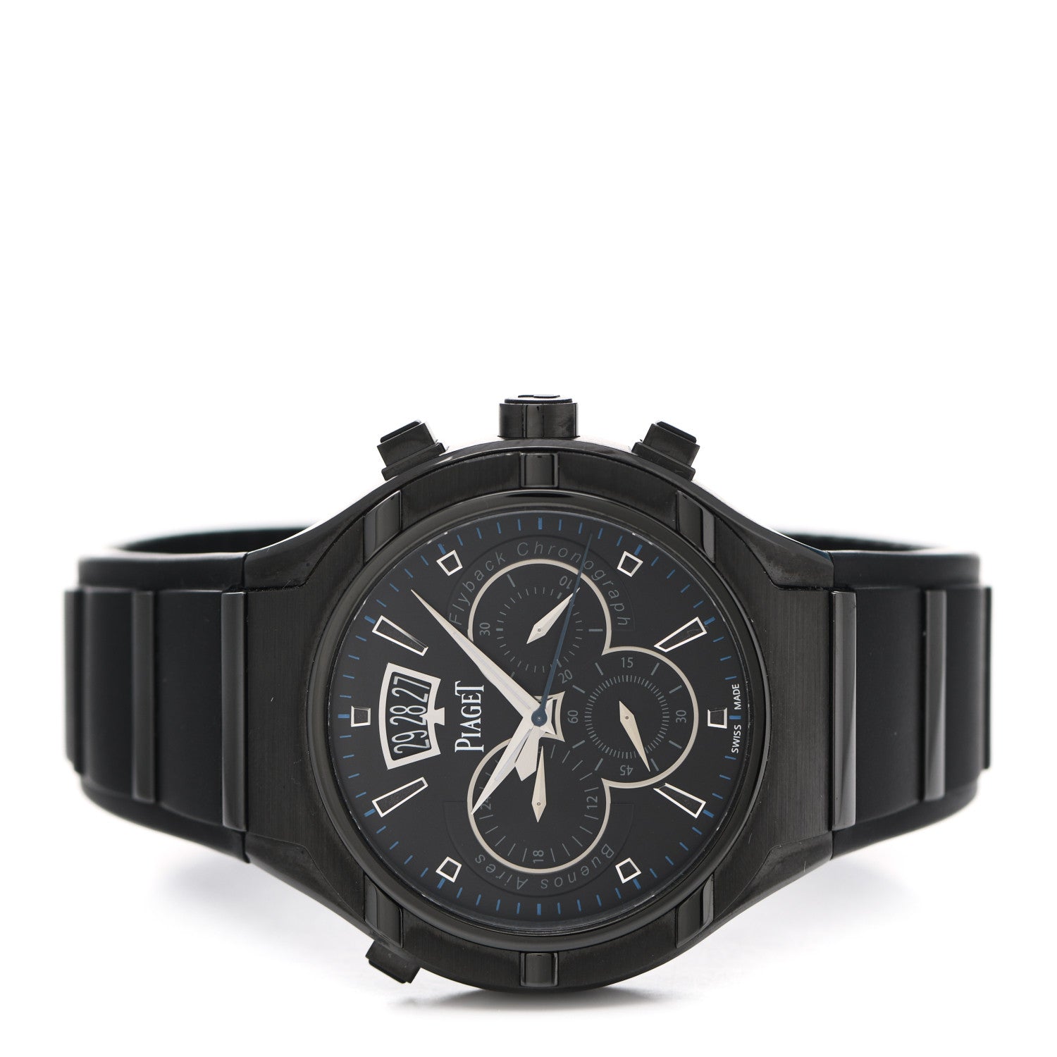 Piaget Stainless Steel DLC Titanium 45mm Polo FortyFive Flyback Chronograph Automatic Watch Black 2 of 4
