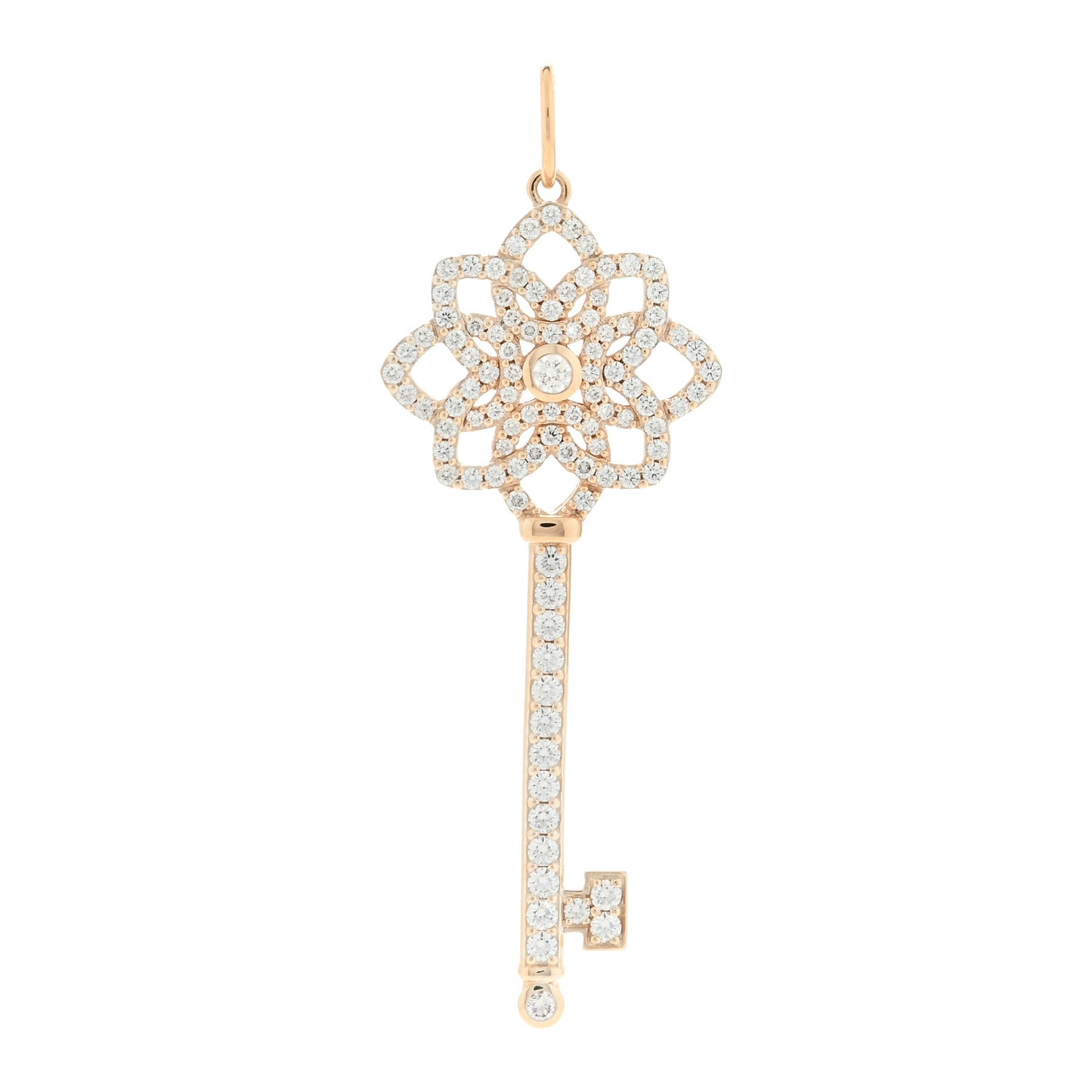 18K Rose Gold Diamond Medium Woven Key Pendant