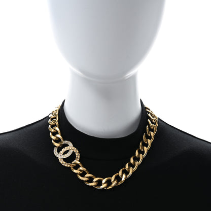 Chanel Baguette Crystal Quilted CC Chain Choker Necklace Gold 3 of 4