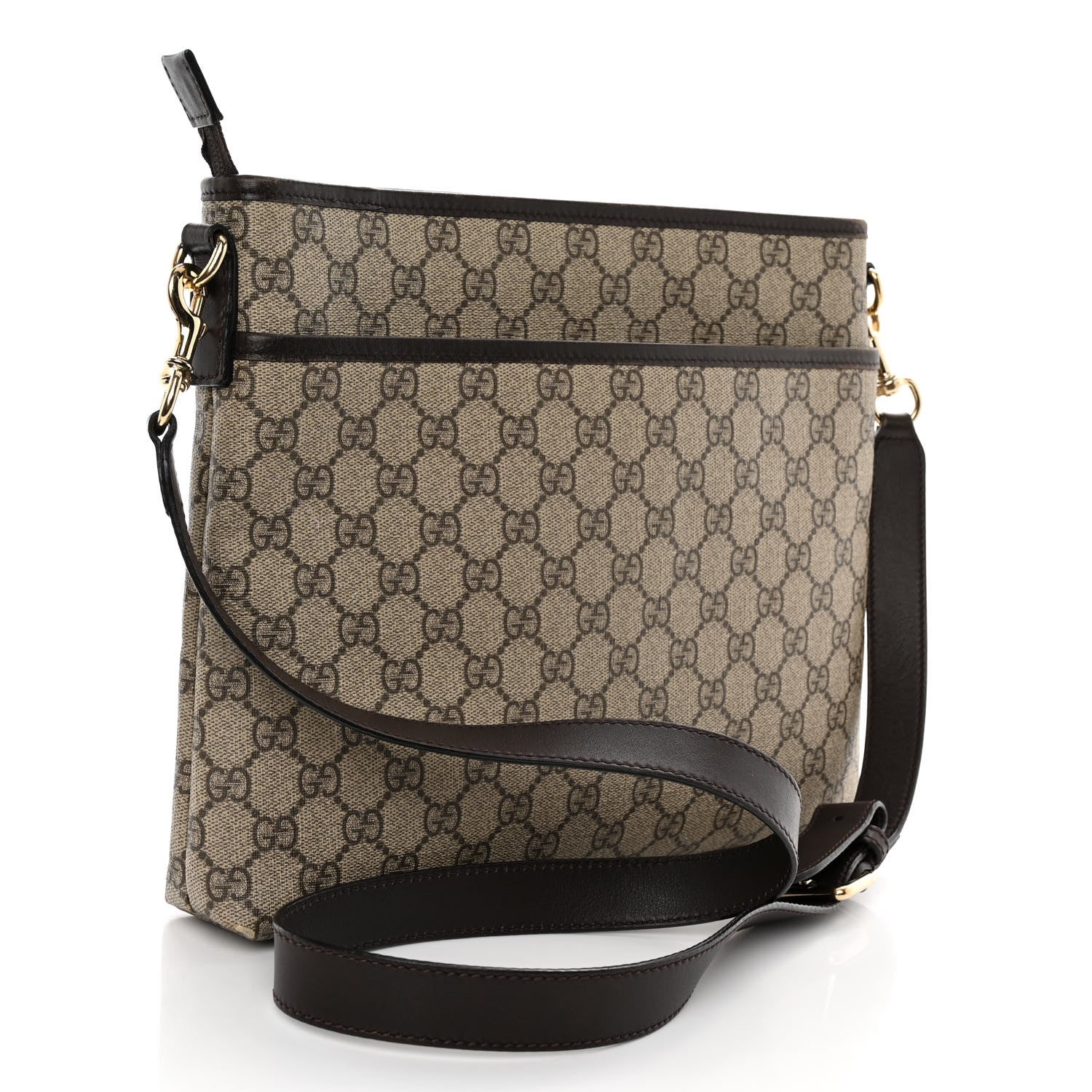 Gucci GG Plus Monogram Medium Flat Messenger Bag Dark Brown 3 of 15