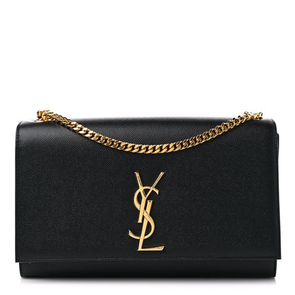 Saint Laurent Grain De Poudre Medium Monogram Kate Satchel Black 1 of 9