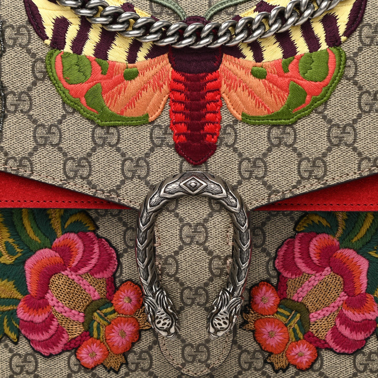 Gucci GG Supreme Monogram Embroidered Medium Dionysus Shoulder Bag Beige Hibiscus 8 of 12