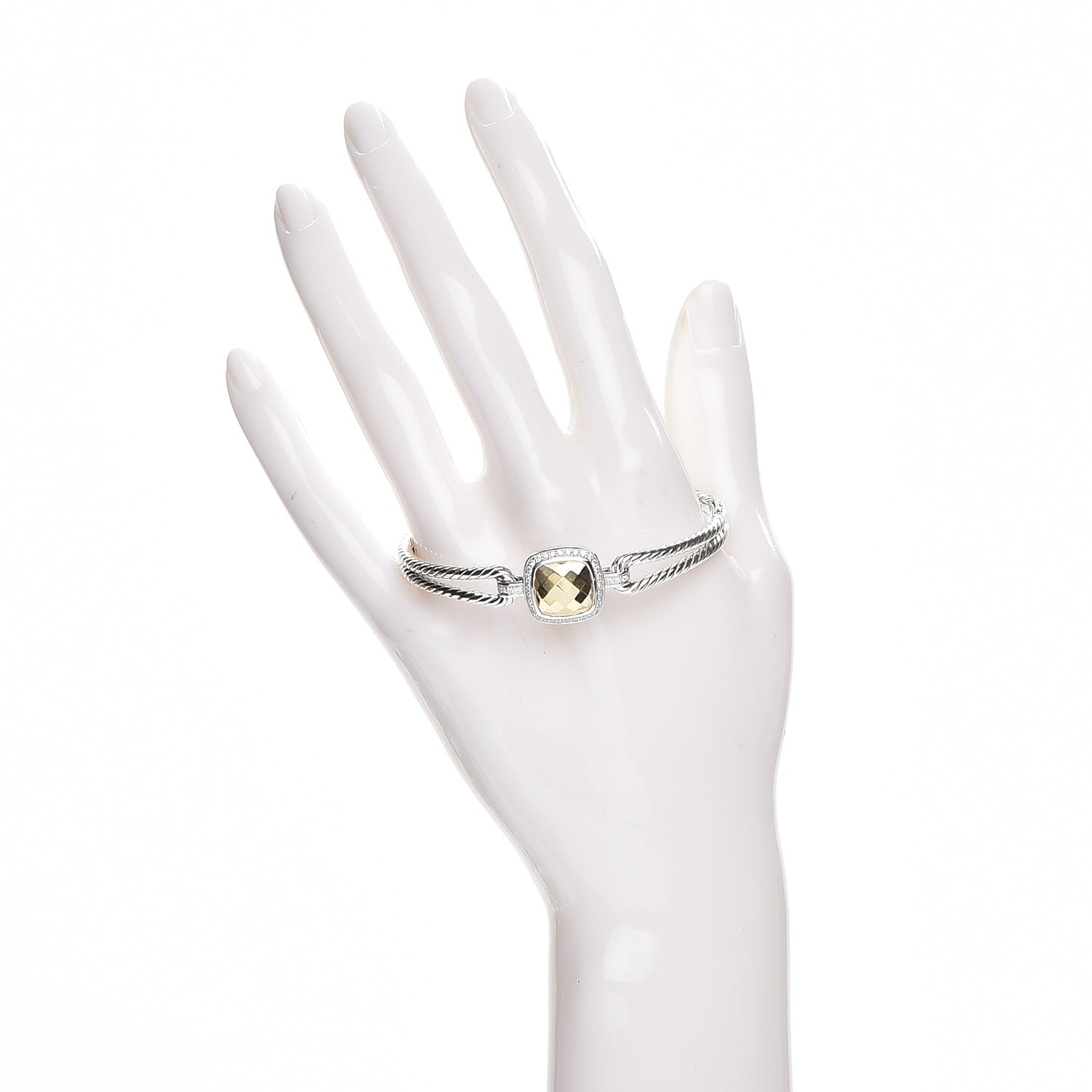 Sterling Silver 18K Yellow Gold Diamond Albion Cable Bracelet