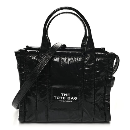 Marc Jacobs Shiny Crinkled Calfskin Small The Tote Bag Black 1 of 9