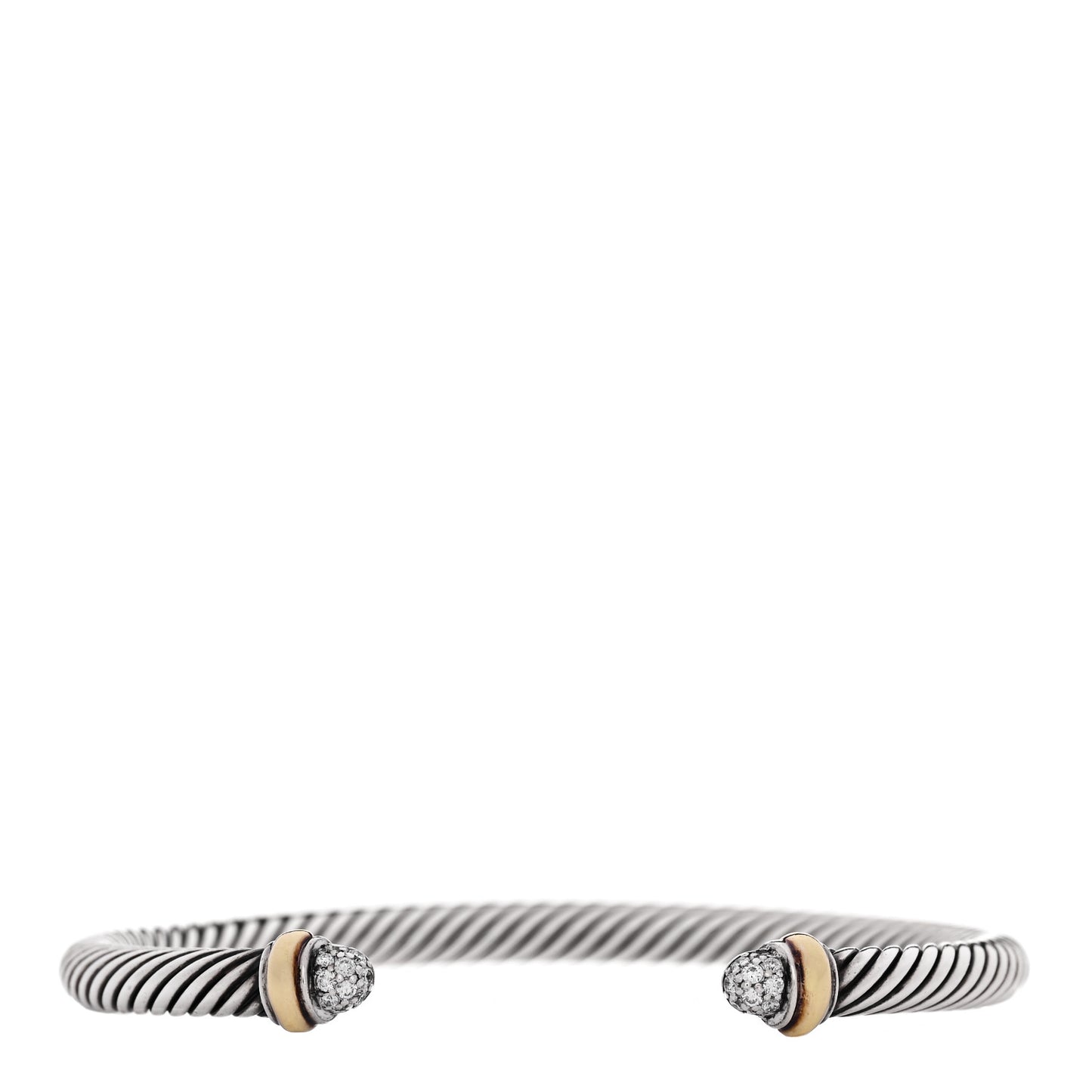 Sterling Silver 18K Yellow Gold Diamond 5mm Cable Classics Bracelet