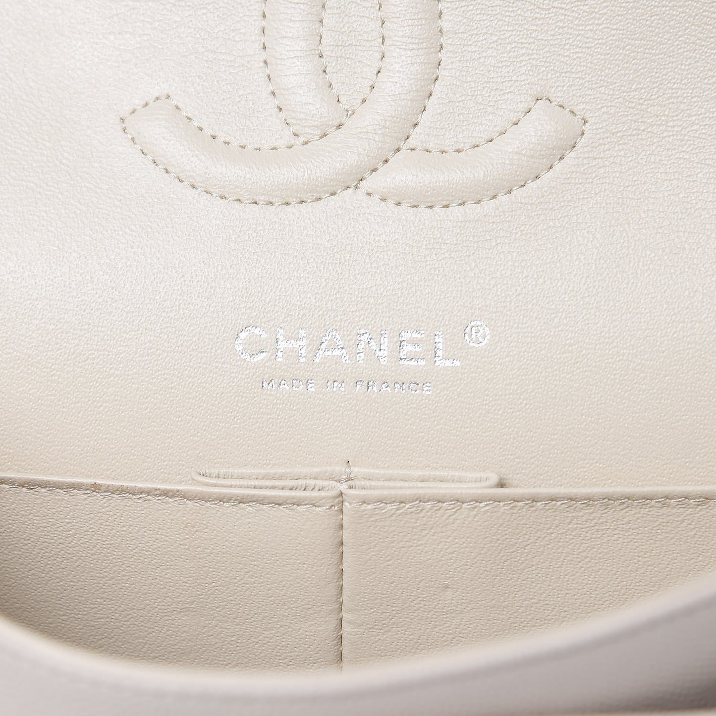 Caviar Quilted Medium Double Flap Light Beige