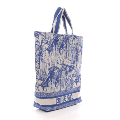 Christian Dior Canvas Print Cruise Tote Ivory Blue 4 of 10
