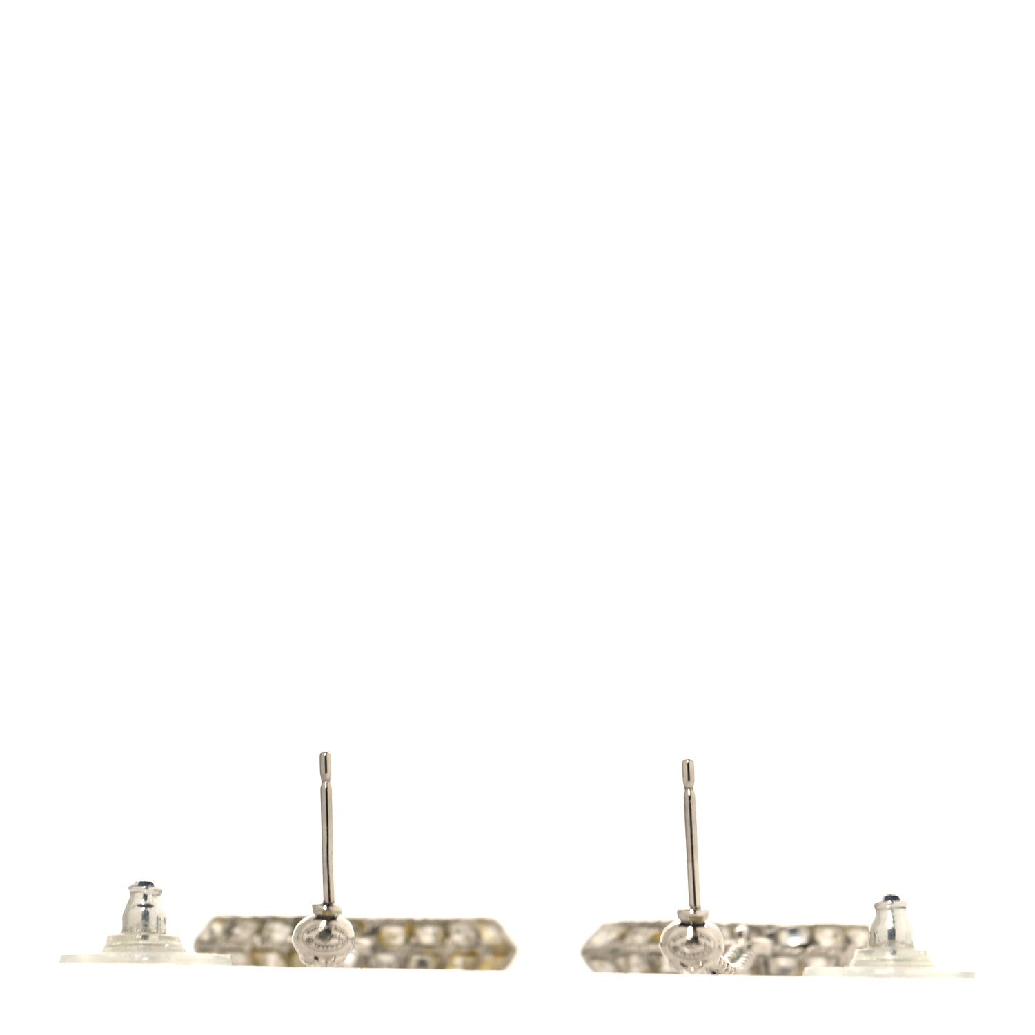 Chanel Baguette Crystal CC Drop Earrings Silver 3 of 5