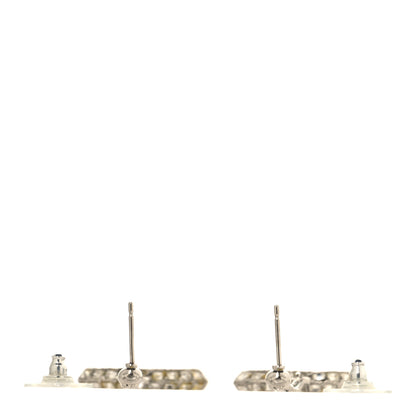 Chanel Baguette Crystal CC Drop Earrings Silver 3 of 5
