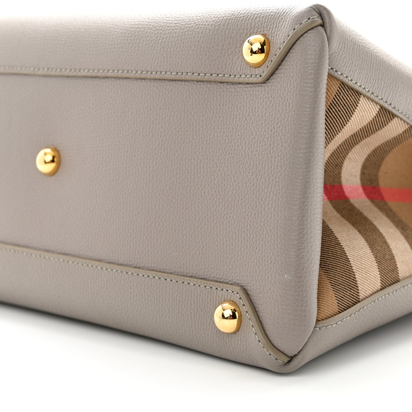 Derby Calfskin House Check Medium Banner Tote Taupe Brown