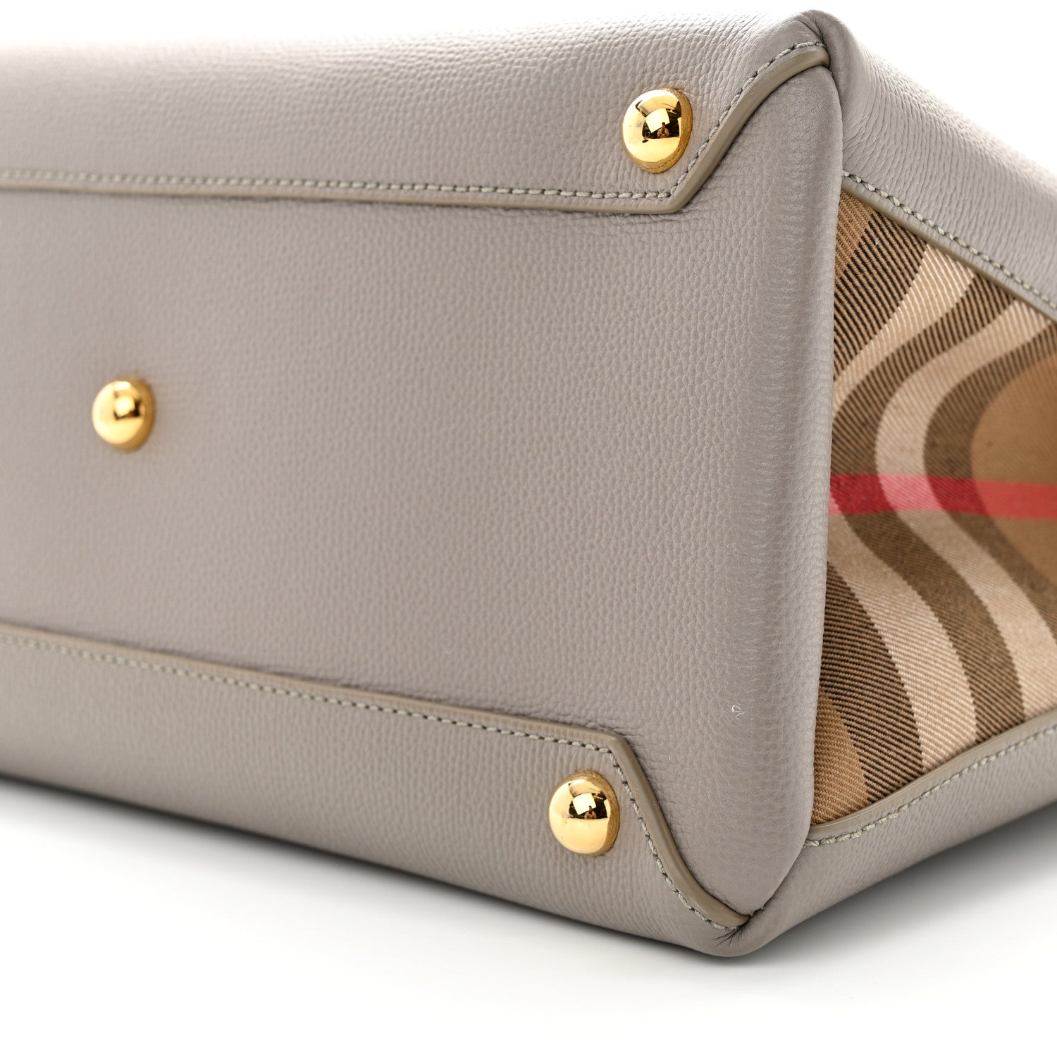 Burberry Derby Calfskin House Check Medium Banner Tote Taupe Brown 10 of 10