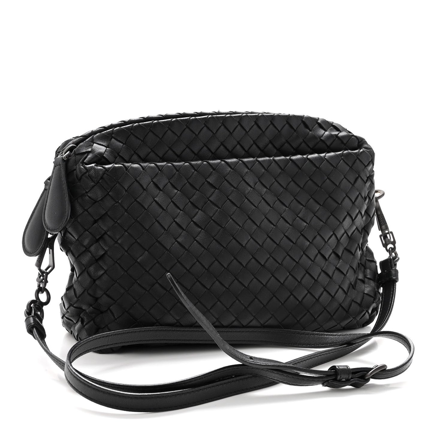 Nappa Intrecciato Crossbody Messenger Black
