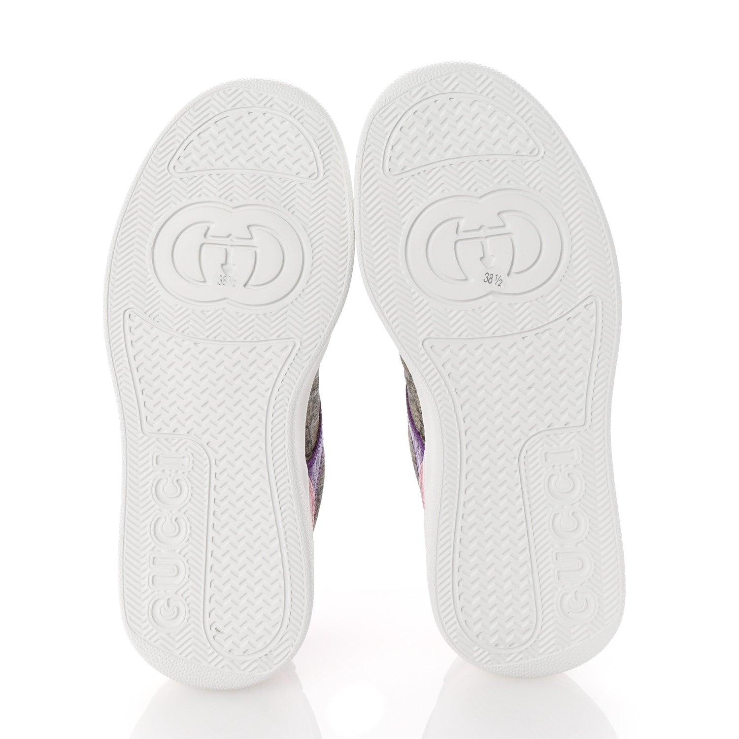 Gucci Calfskin GG Supreme Monogram Perforated Womens Platform 55mm Sneakers 38.5 Beige Ebony Sugar Pink Crop Shine Purple 6 of 9