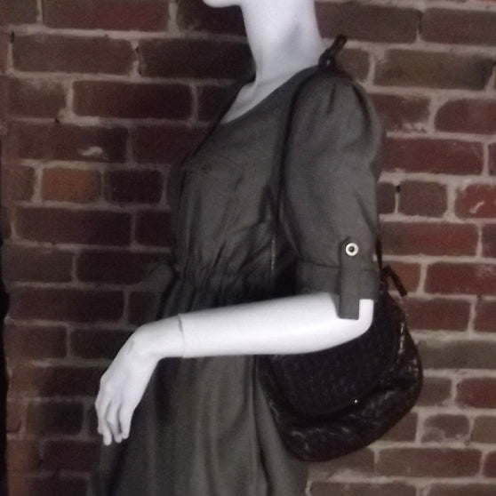 Vintage Woven Fold Over Shoulder Bag Ebano