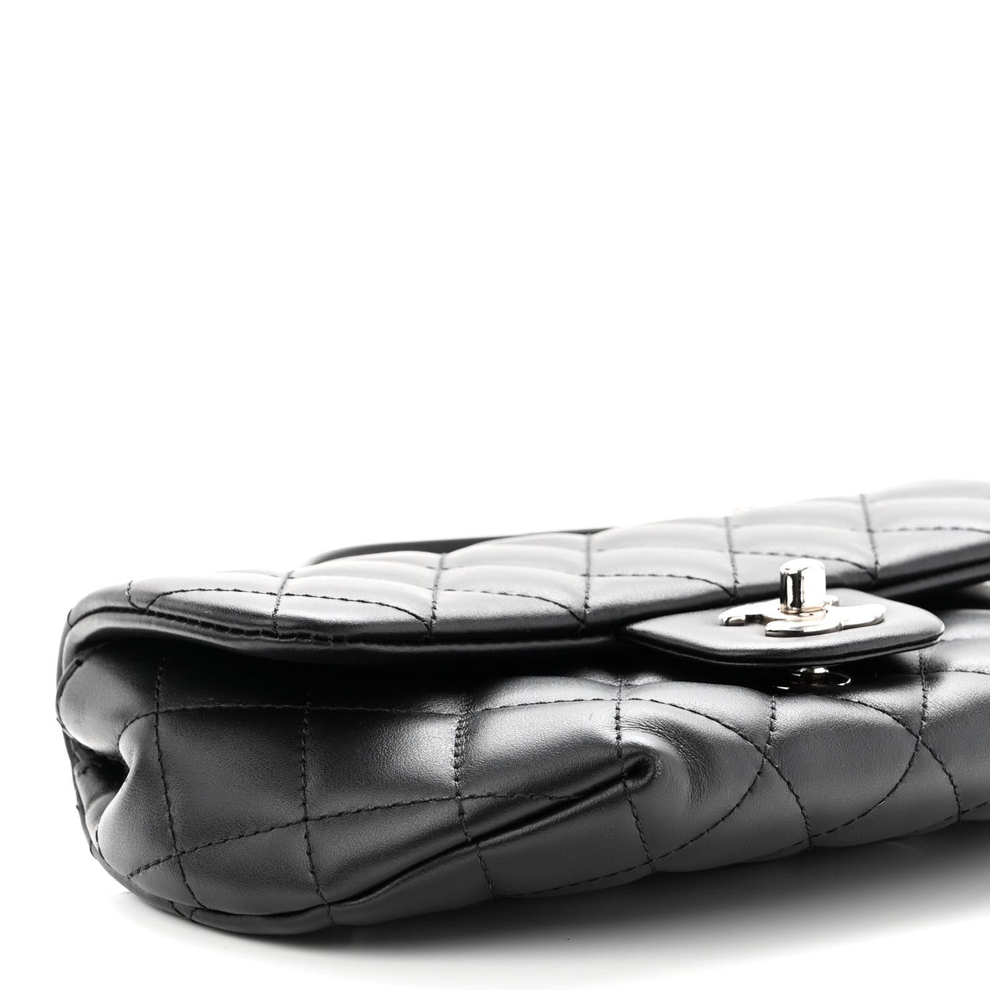 Calfskin Quilted CC Uniform Flap Belt Bag Black