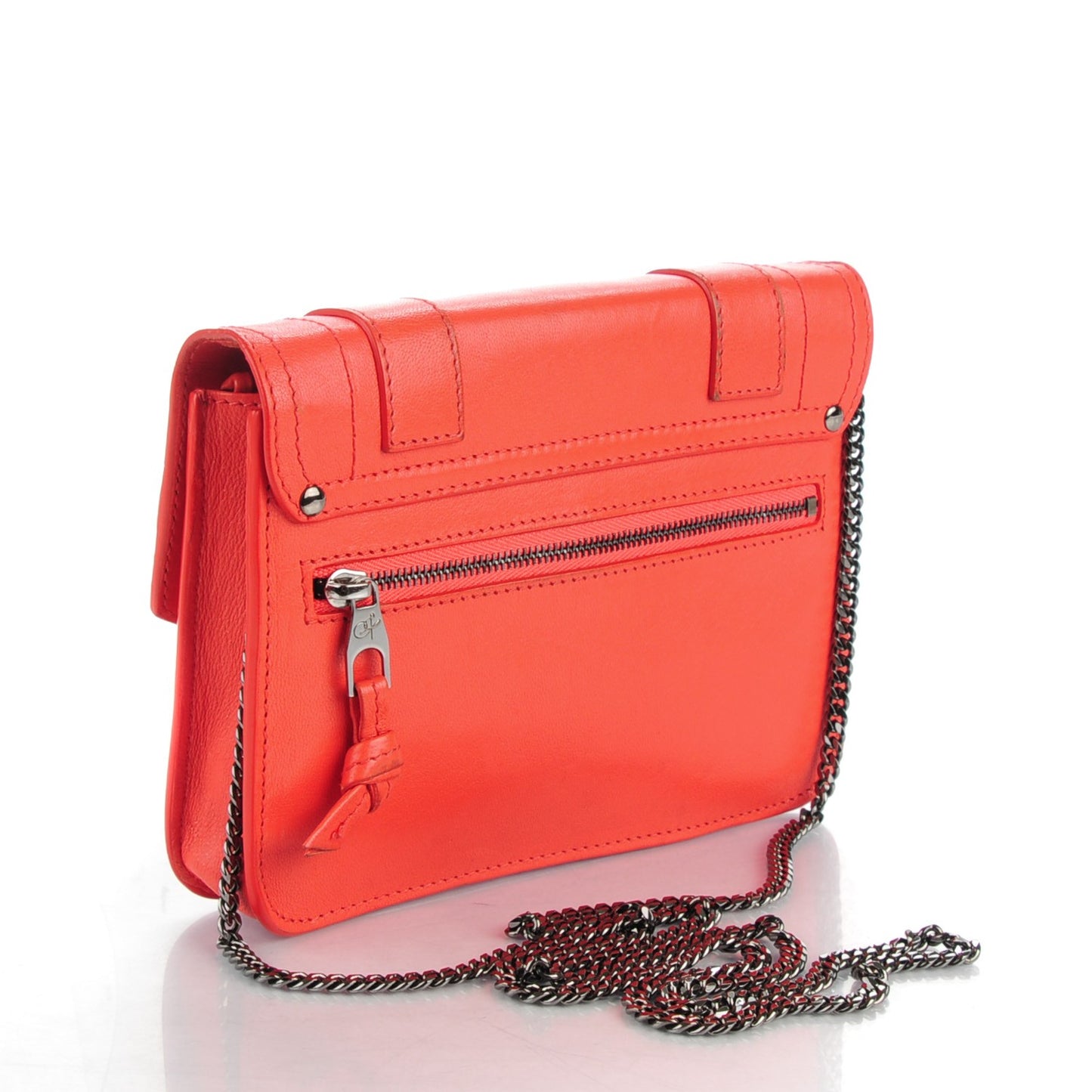 Lambskin Large PS1 Chain Wallet Deep Coral
