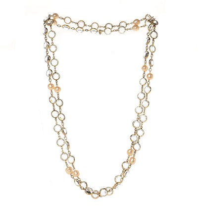Chanel Crystal Pearl Sautoir Long Necklace Gold 1 of 5