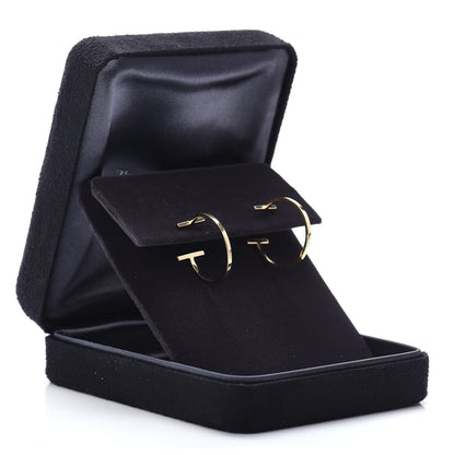 Tiffany 18K Yellow Gold Medium T Wire Hoop Earrings 4 of 4