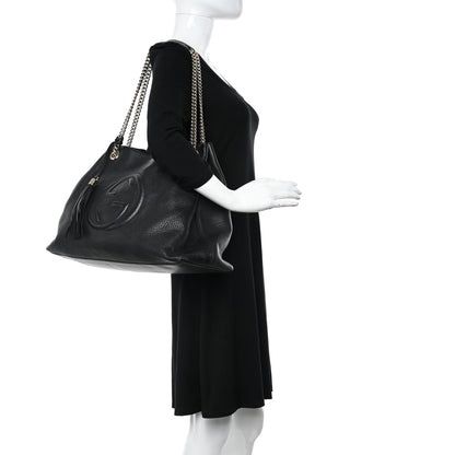 Gucci Pebbled Calfskin Large Soho Chain Shoulder Bag Black 2 of 11
