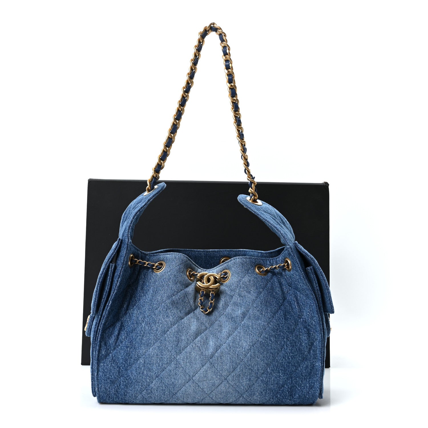 Chanel Washed Denim Quilted Small Chanel 25 Handbag Blue 1858578