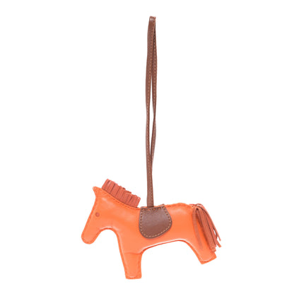 Hermes Milo Lambskin Grigri Rodeo Horse Bag Charm MM Feu Cornaline Fauve 1 of 4