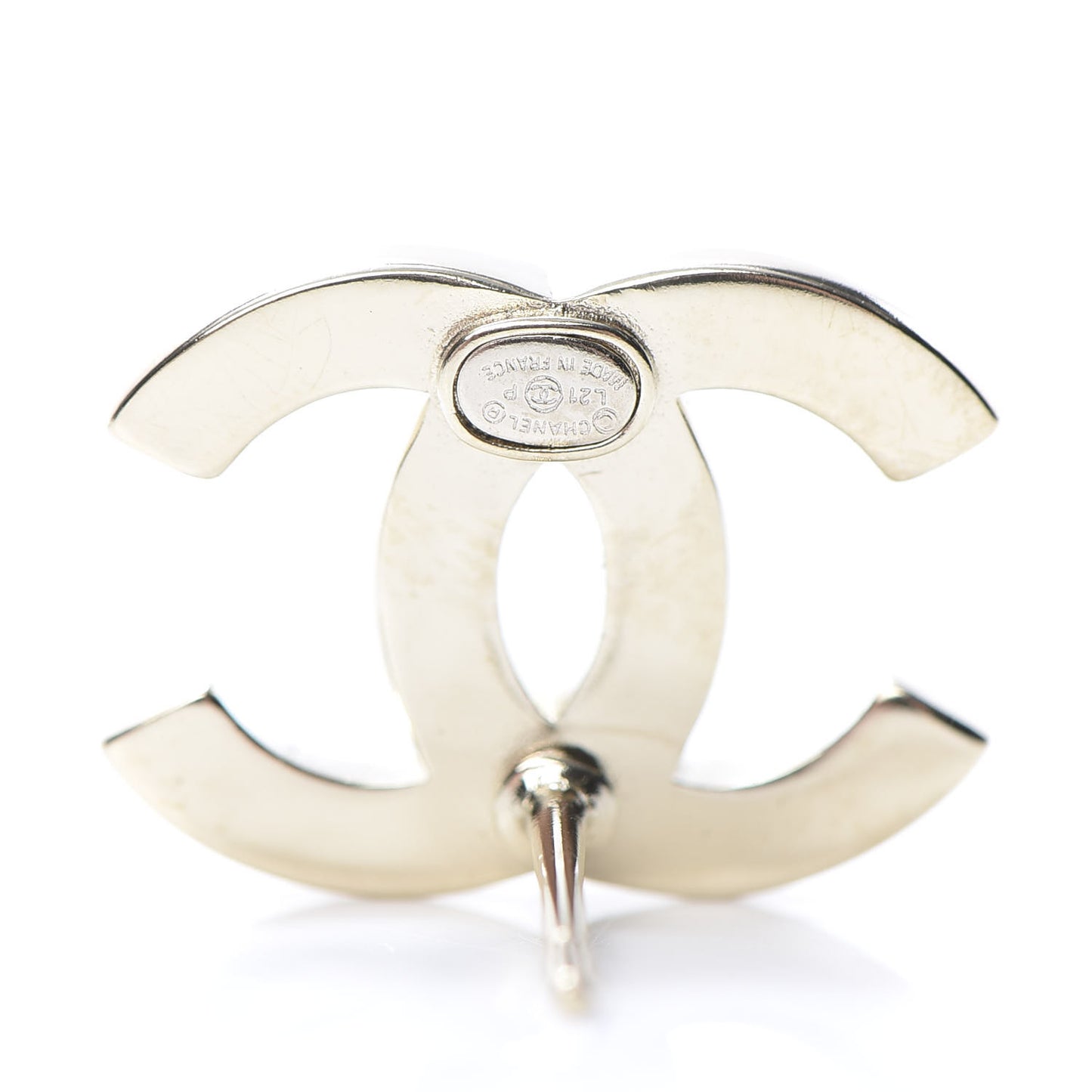 Crystal Metal CC Paris Button Stud Earrings Gold