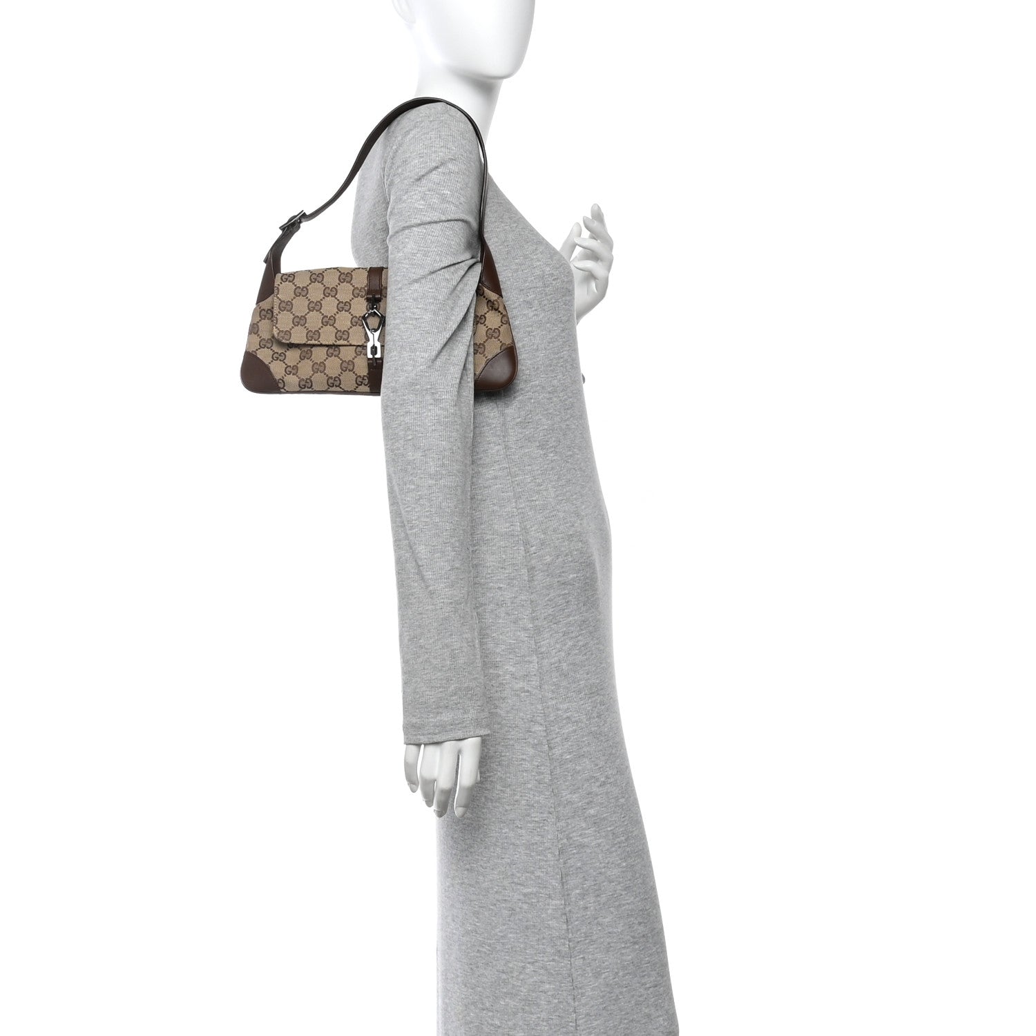 Gucci Monogram Jackie O Flap Bag Brown 2 of 13