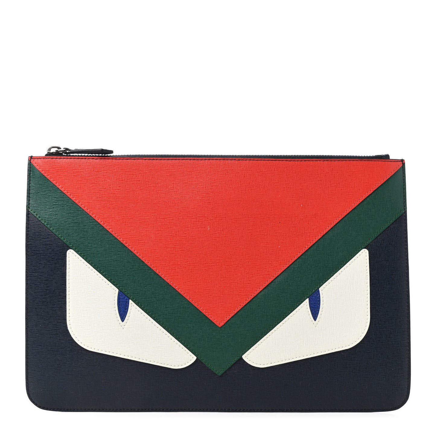 Vitello Elite Monster Eyes Inlay Bi-Color Pouch Navy Mulitcolor