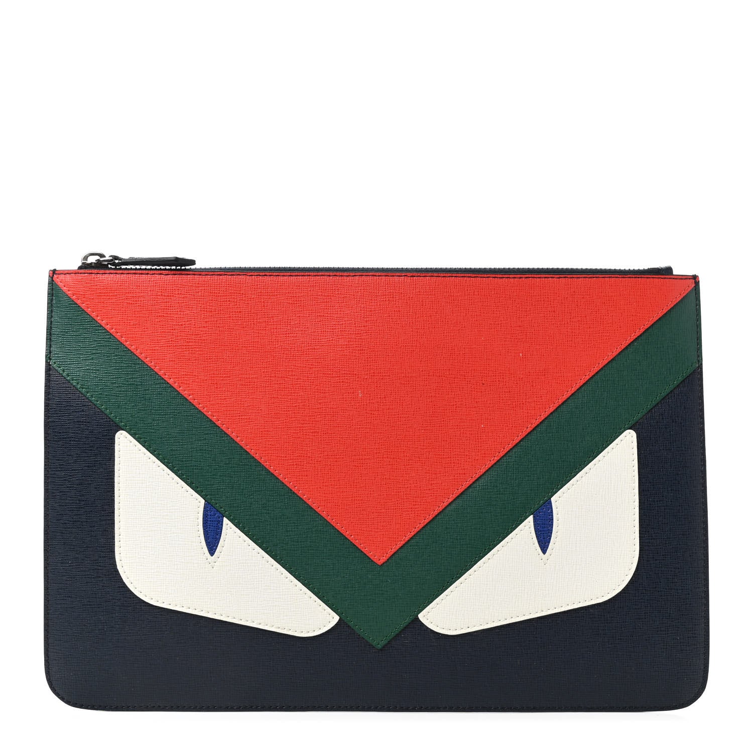 Fendi Vitello Elite Monster Eyes Inlay Bi-Color Pouch Navy Mulitcolor 1 of 7