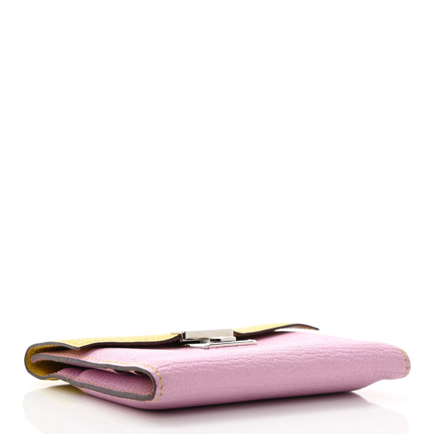 Hermes Chevre Mysore Mini Clic Card Holder Mauve Sylvestre Jaune de Naples 4 of 6
