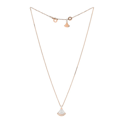 Bulgari 18K Rose Gold Diamond Mother of Pearl Divas' Dream Pave Pendant Necklace 3 of 6