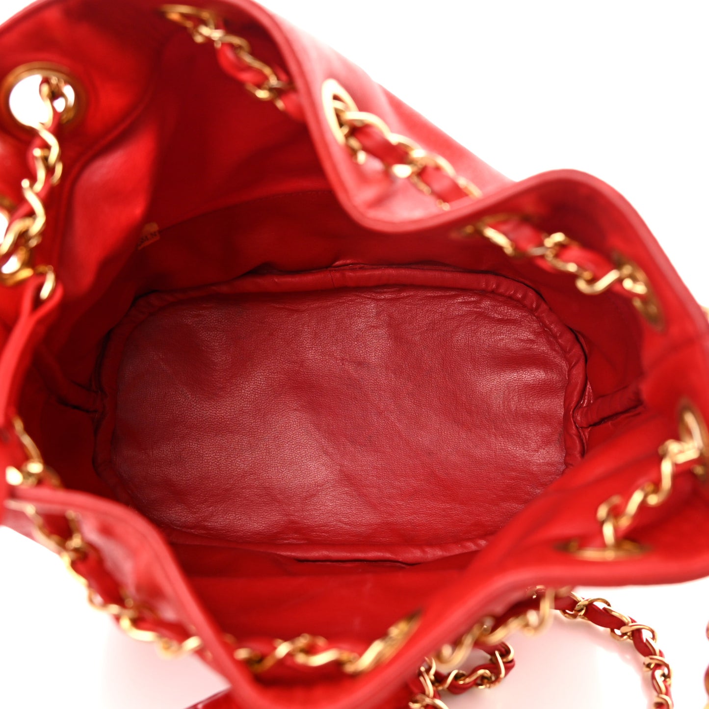 Lambskin CC Drawstring Shoulder Bag Red