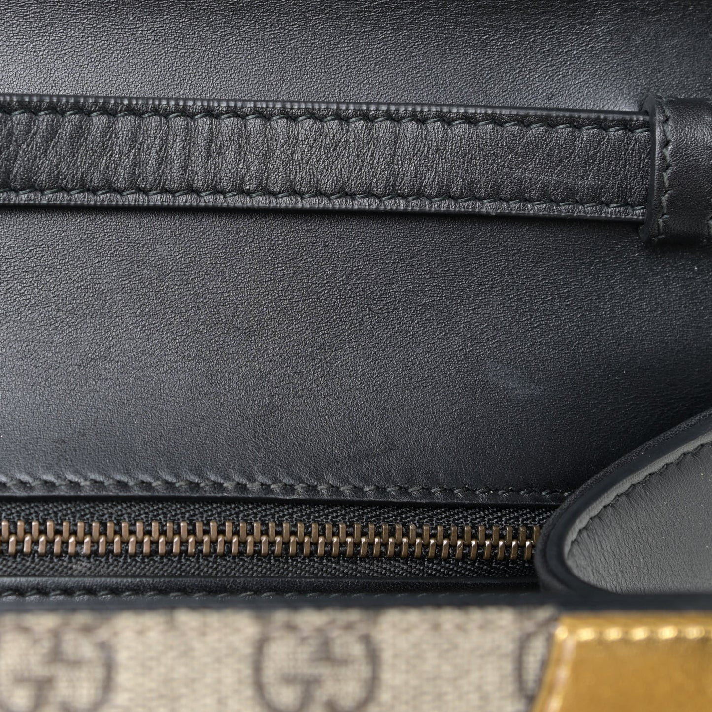 GG Supreme Monogram Small Osiride Top Handle Bag Black Gold