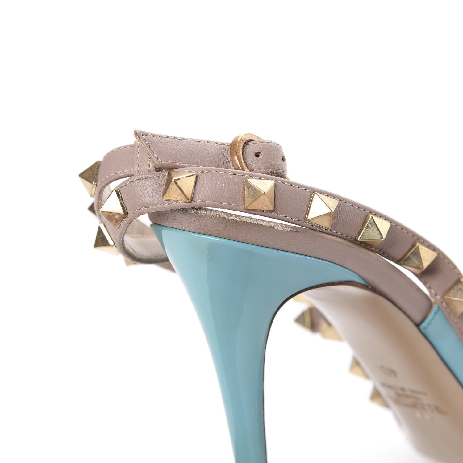 Valentino Garavani Patent Rockstud Ankle Strap Pumps 40 Blue Poudre 15 of 16
