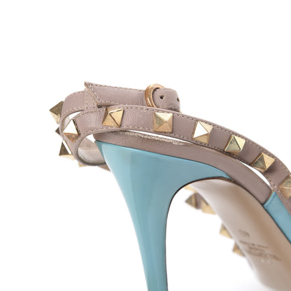 Valentino Garavani Patent Rockstud Ankle Strap Pumps 40 Blue Poudre 15 of 16